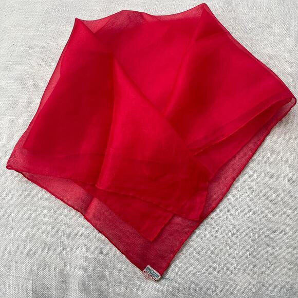 Vintage Hadson Fine Silk Sheer Scarf | 1940s-1950s, Red, Museum-Worthy Rare - Picture 1 of 10